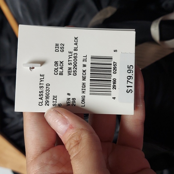 Davids bridal size 6 black gown with high neck and illusion cut out - Picture 8 of 9